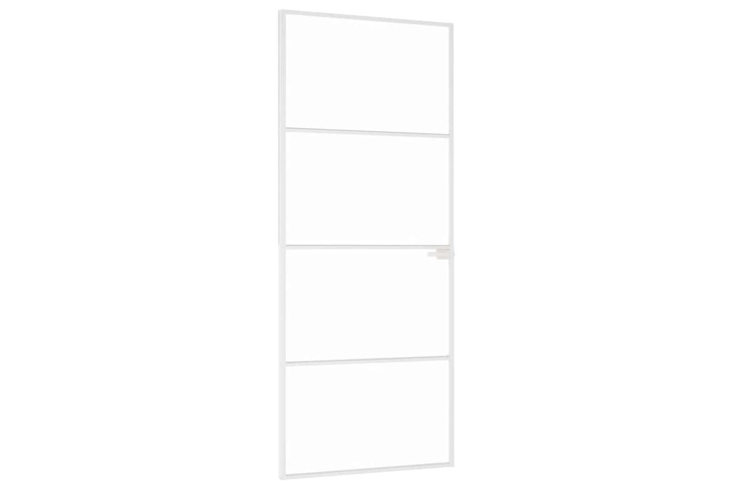 vidaXL 153667 Interior Door White 83x201.5cm Tempered Glass&aluminium Slim
