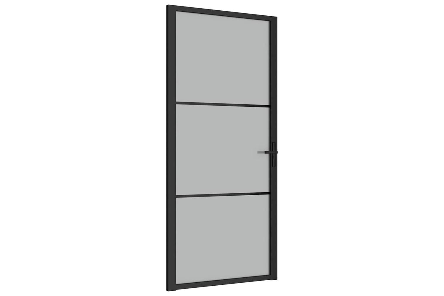 vidaXL 350554 Interior Door 93x201.5cm Black Matt Glass And Aluminium