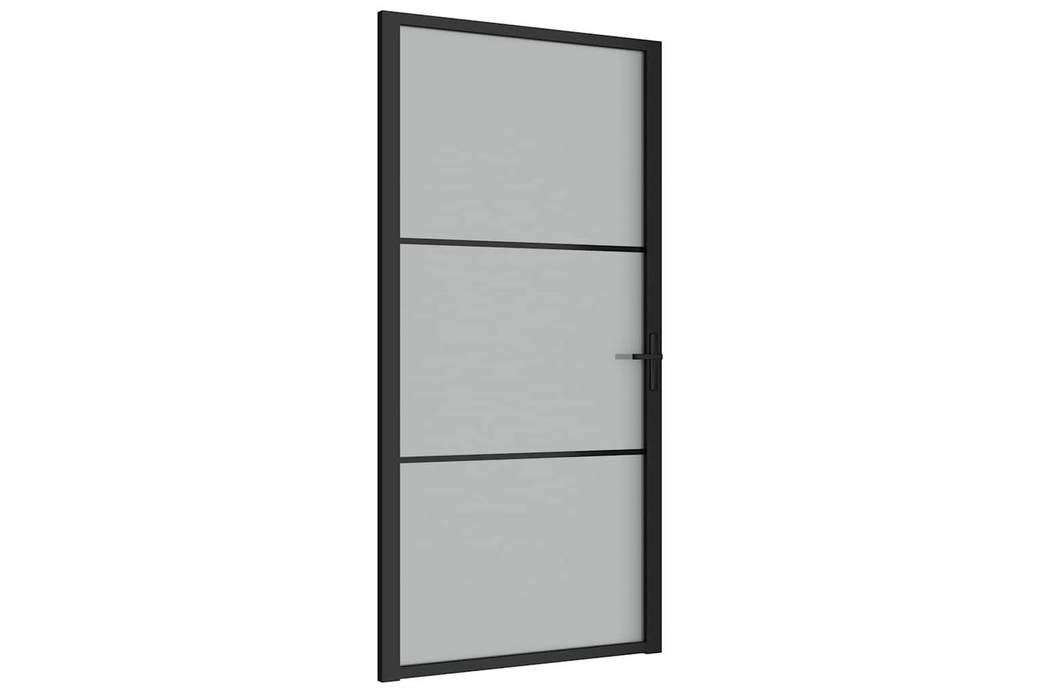 vidaXL 350555 Interior Door 102.5x201.5cm Black Matt Glass And Aluminium