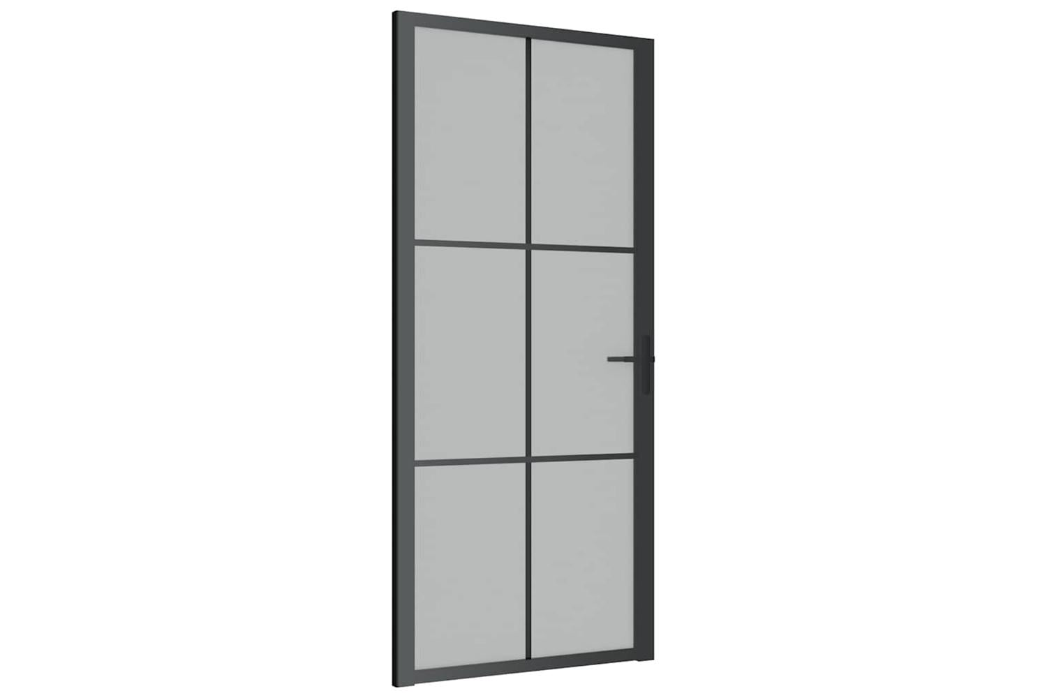 vidaXL 350558 Interior Door 93x201.5cm Black Matt Glass And Aluminium