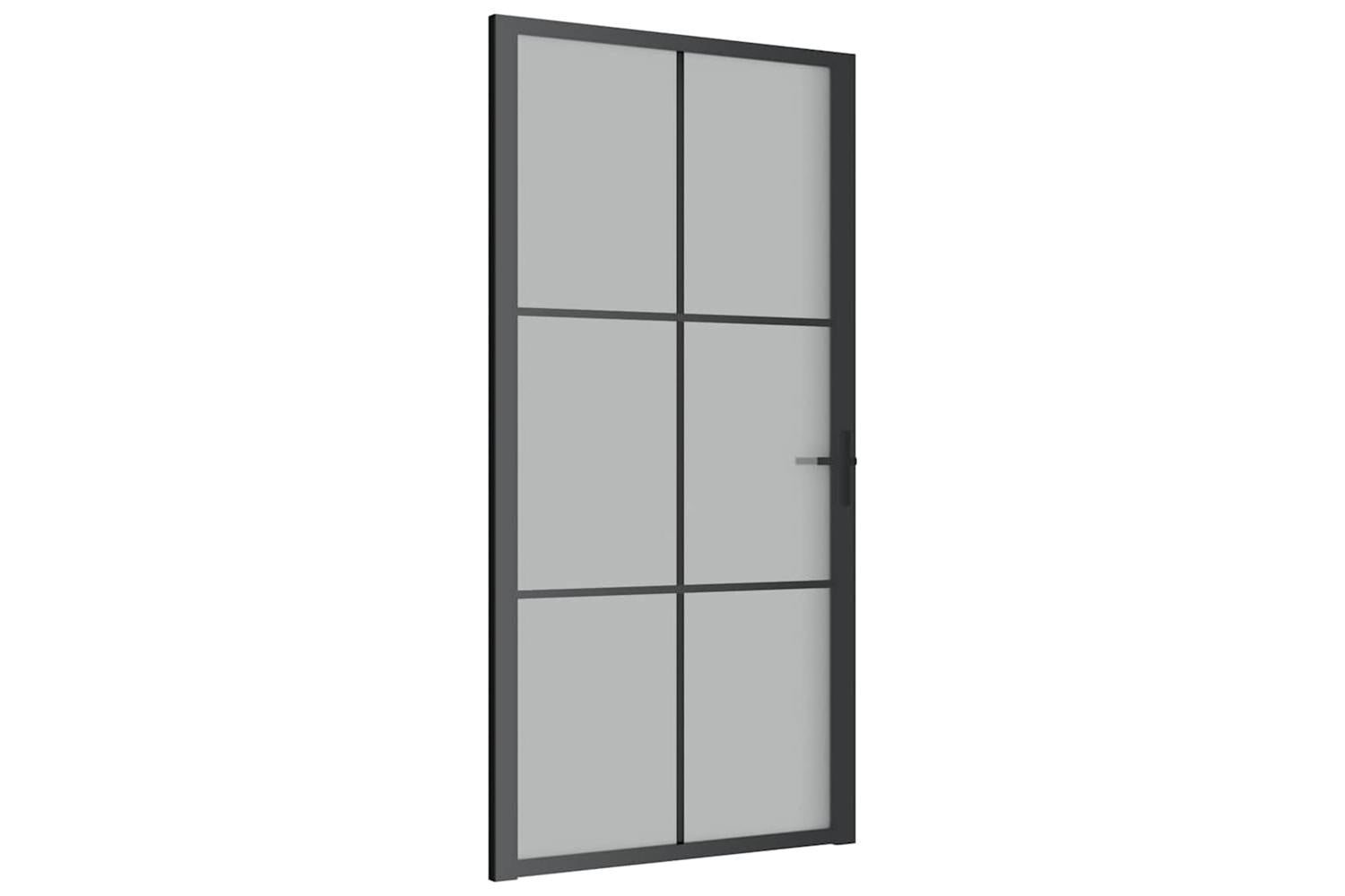vidaXL 350559 Interior Door 102.5x201.5cm Black Matt Glass And Aluminium