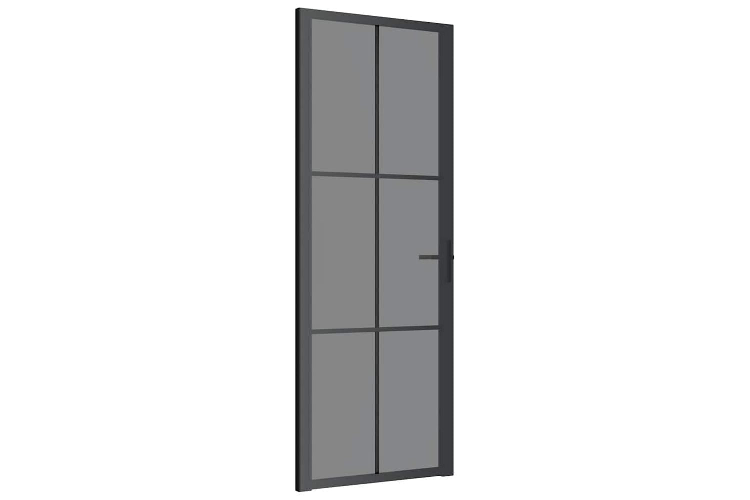 vidaXL 350564 Interior Door 76x201.5cm Black Esg Glass And Aluminium