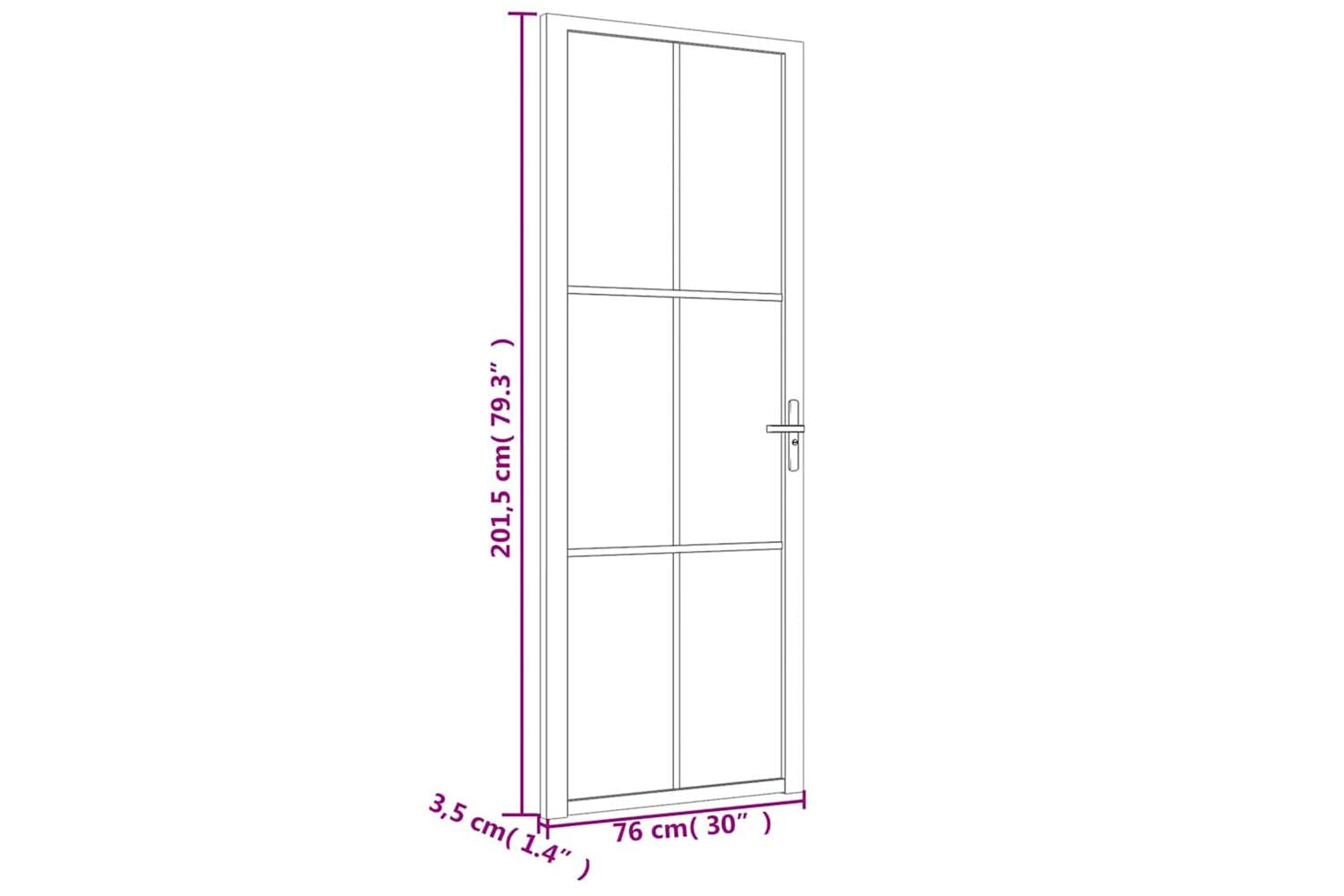 vidaXL 350588 Interior Door 76x201.5cm White Esg Glass And Aluminium-7