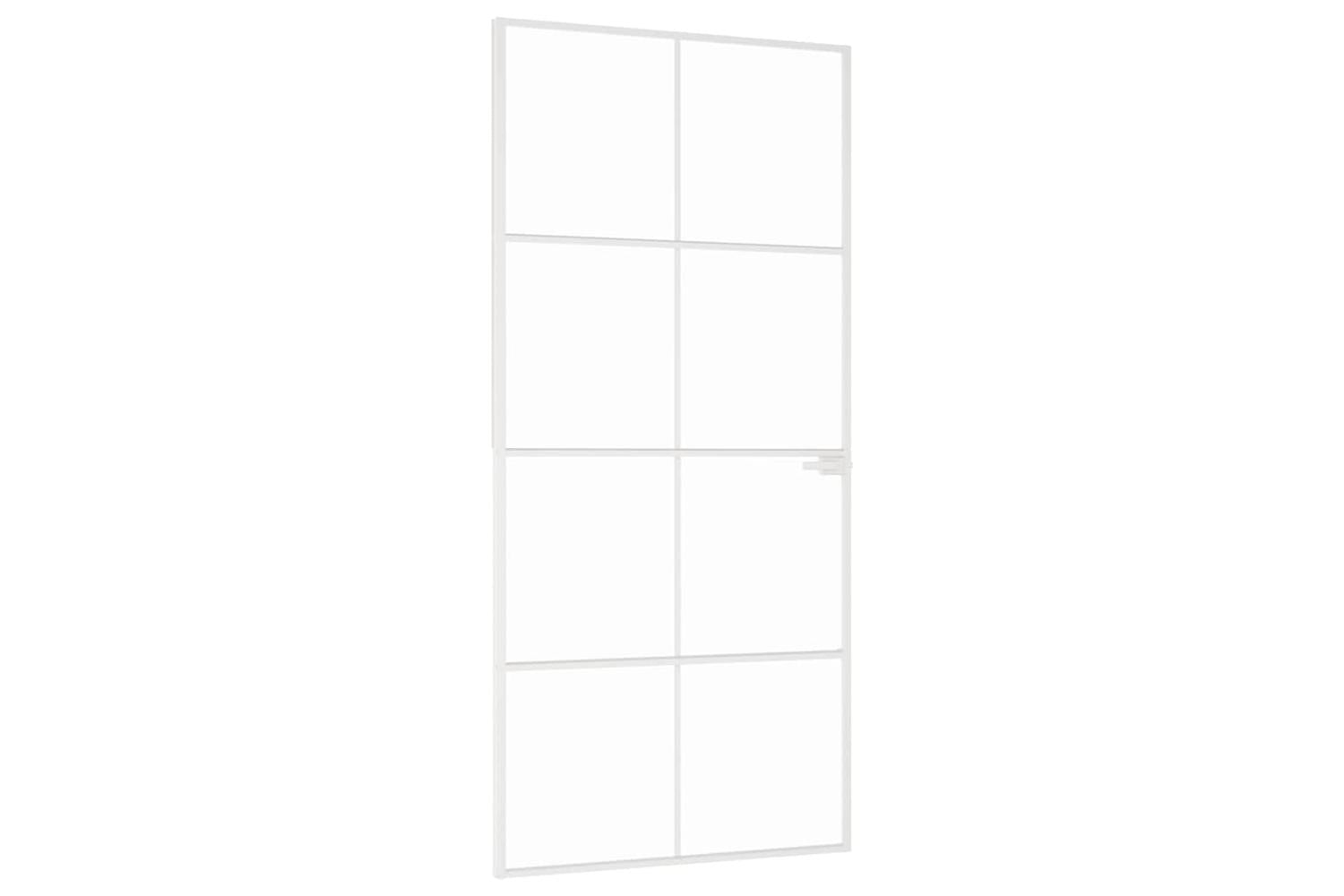 vidaXL 153672 Interior Door White 93x201.5cm Tempered Glass&aluminium Slim