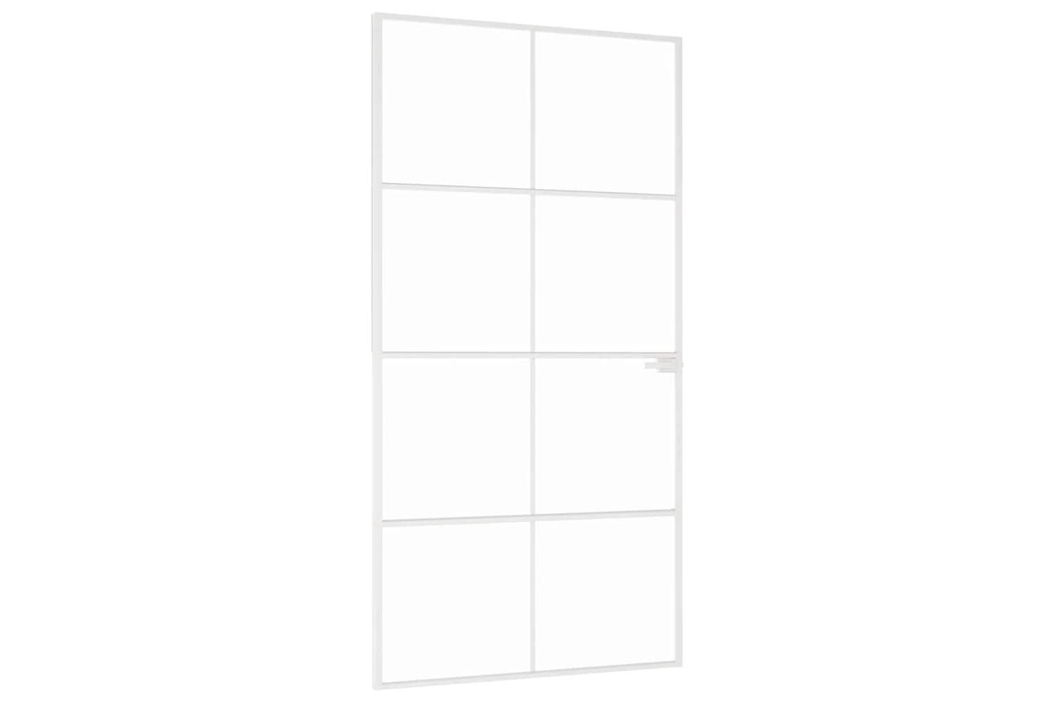 vidaXL 153673 Interior Door White 102x201.5cm Tempered Glass&aluminium Slim