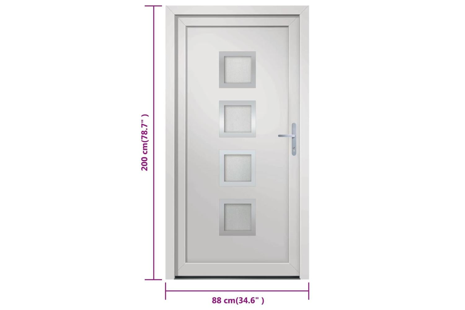 vidaXL 3187843 Front Door White 88x200cm Pvc-10