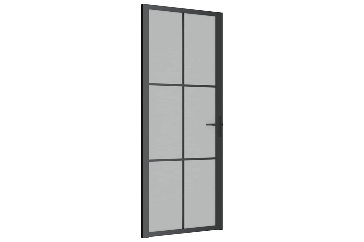 vidaXL 350557 Interior Door 83x201.5cm Black Matt Glass And Aluminium