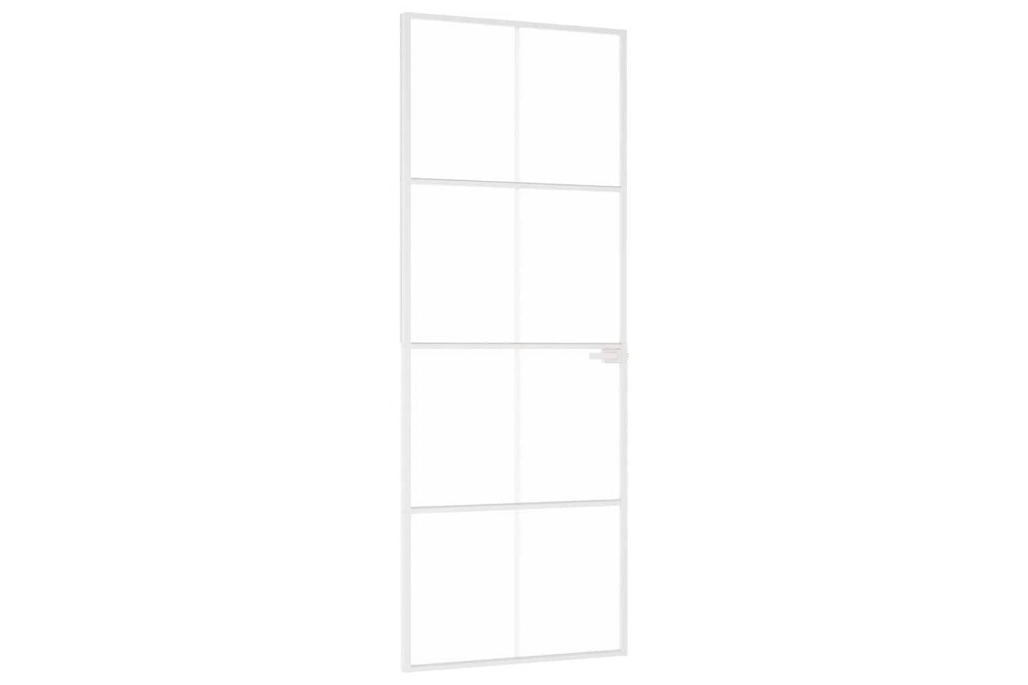 vidaXL 153670 Interior Door White 76x201.5cm Tempered Glass&aluminium Slim-2