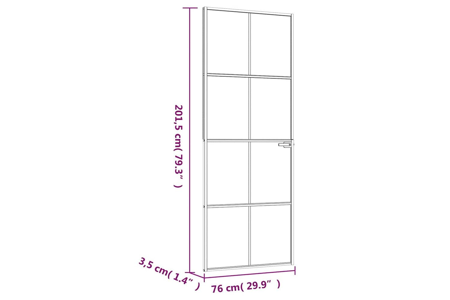 vidaXL 153670 Interior Door White 76x201.5cm Tempered Glass&aluminium Slim-8