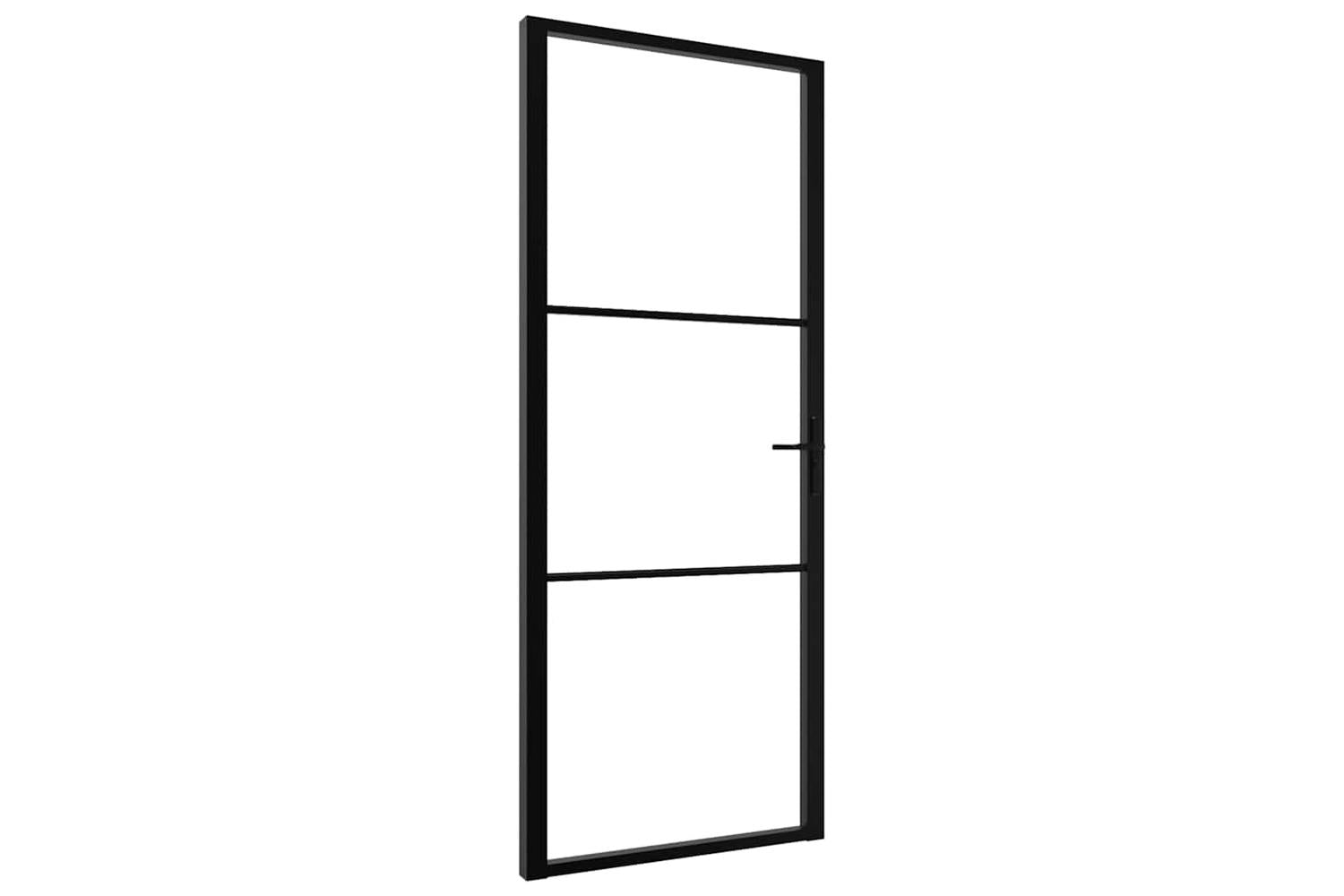 vidaXL 151199 Interior Door Esg Glass And Aluminium 83x201.5cm Black