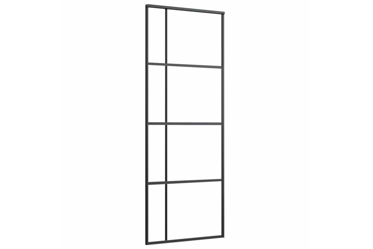 Vidaxl 151679 Sliding Door Frosted Esg Glass And Aluminium 76x205 Cm Black