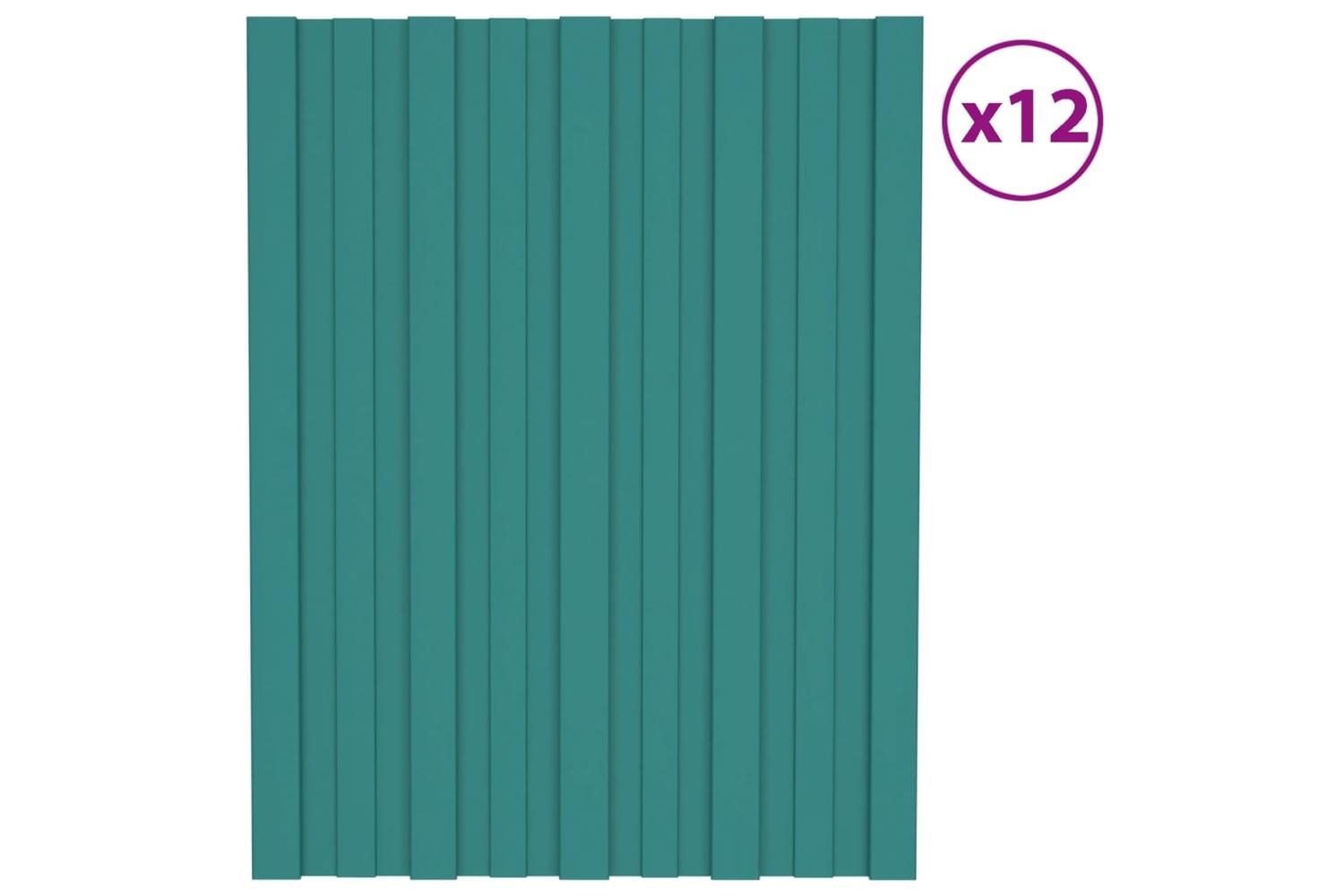 vidaXL 317187 Roof Panels 12 Pcs Galvanised Steel Green 60x45cm