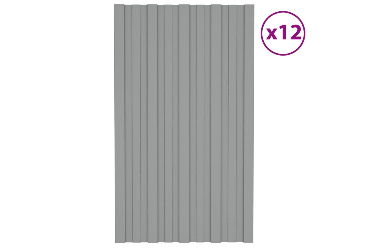 vidaXL 317201 Roof Panels 12 Pcs Galvanised Steel Grey 80x45cm