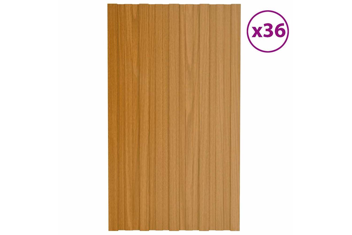 vidaXL 317208 Roof Panels 36 Pcs Galvanised Steel Light Wood 80x45cm