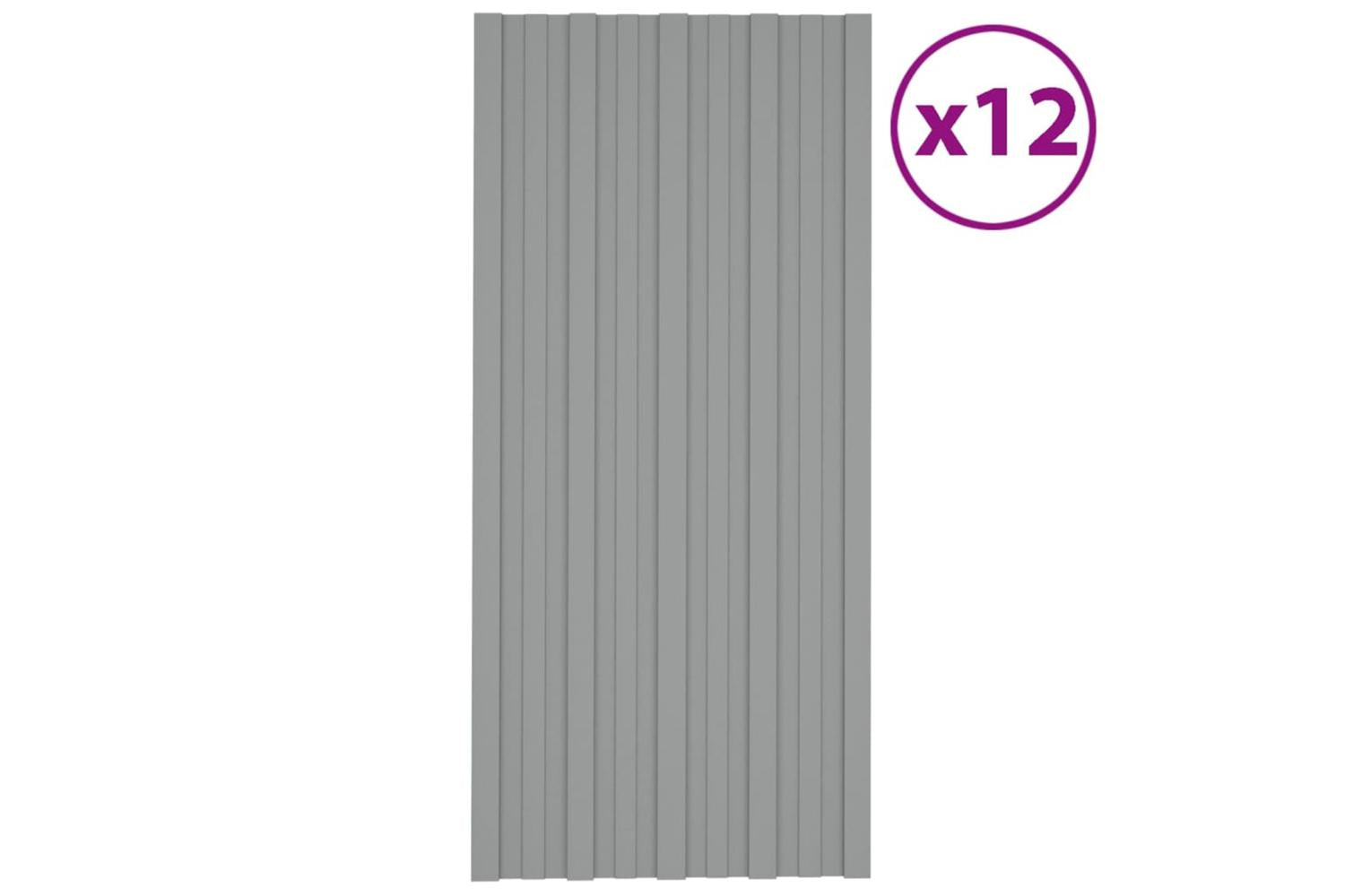 vidaXL 317213 Roof Panels 12 Pcs Galvanised Steel Grey 100x45cm