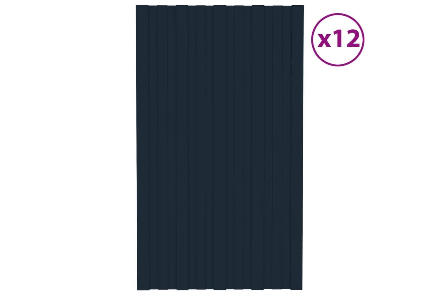 vidaXL 317203 Roof Panels 12 Pcs Galvanised Steel Anthracite 80x45cm