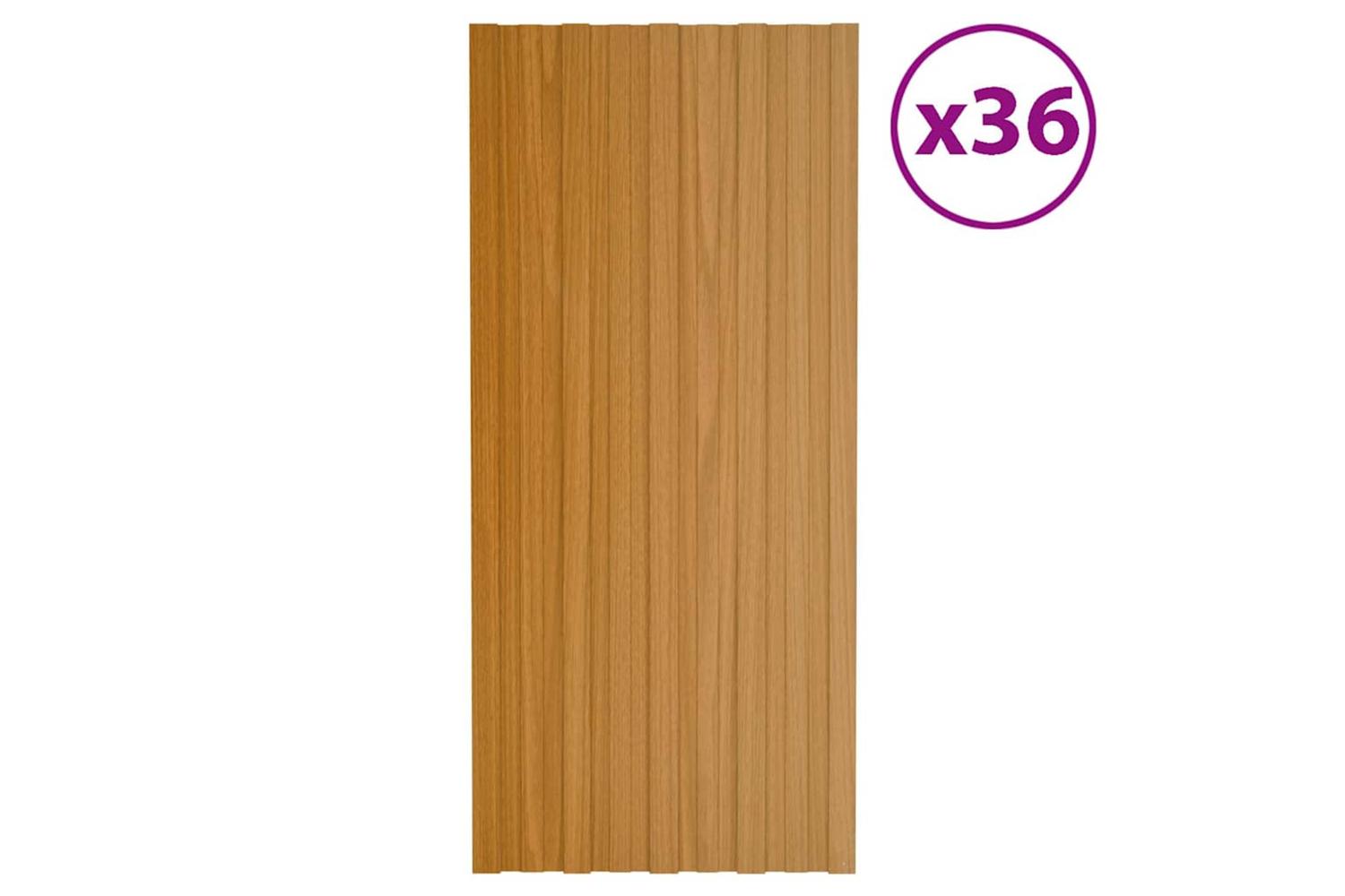 vidaXL Roof Panels 36 Pcs Galvanised Steel Light Wood 100x45cm