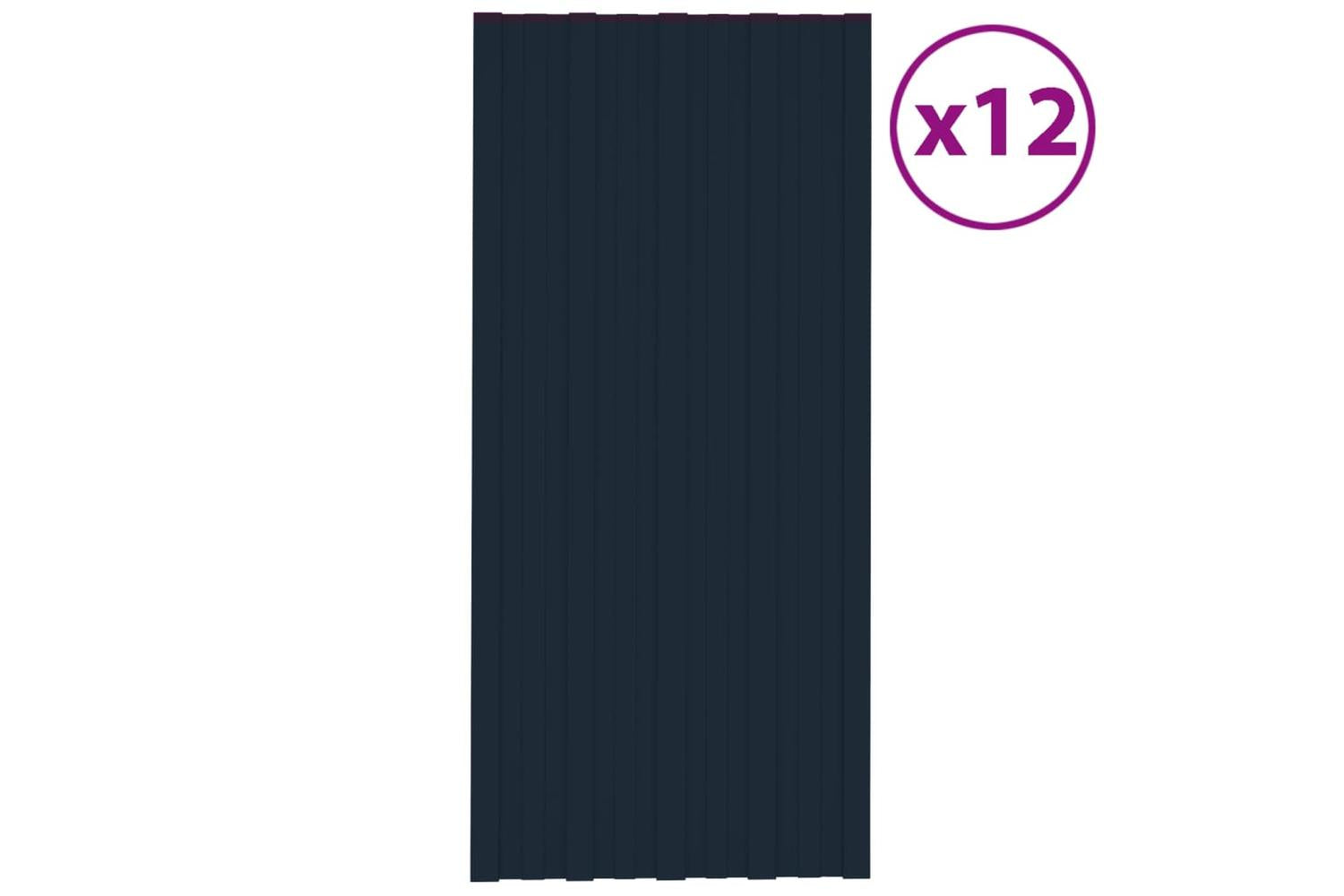 vidaXL 317215 Roof Panels 12 Pcs Galvanised Steel Anthracite 100x45cm