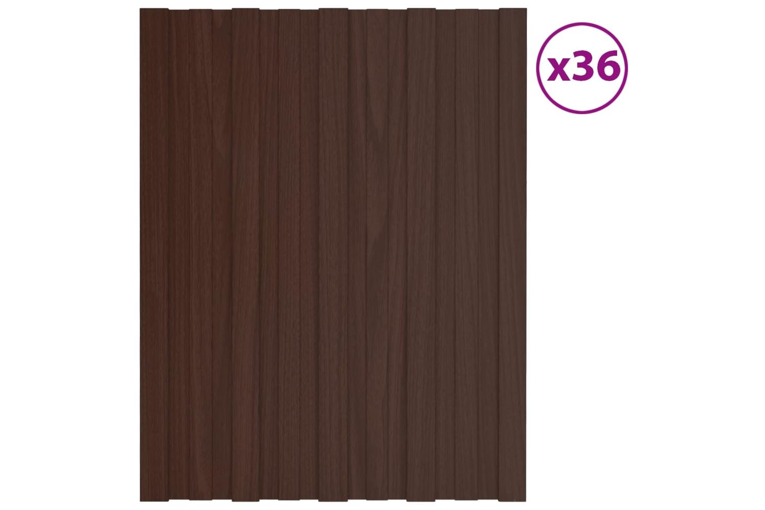 vidaXL 317194 Roof Panels 36 Pcs Galvanised Steel Brown 60x45cm