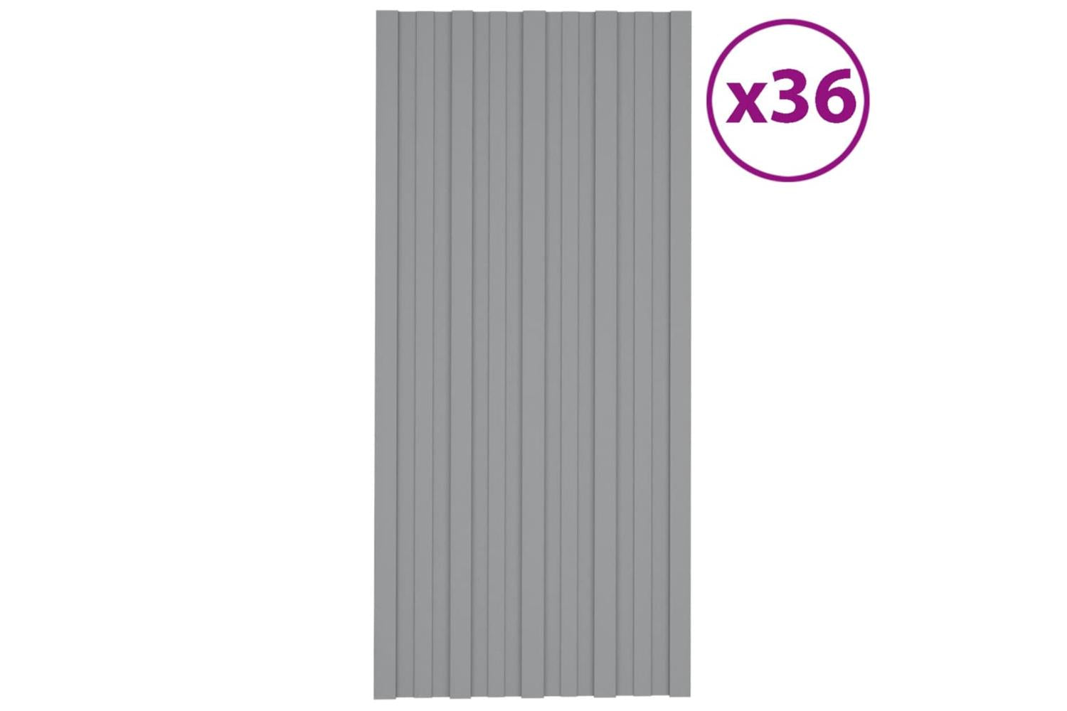 vidaXL 317214 Roof Panels 36 Pcs Galvanised Steel Grey 100x45cm