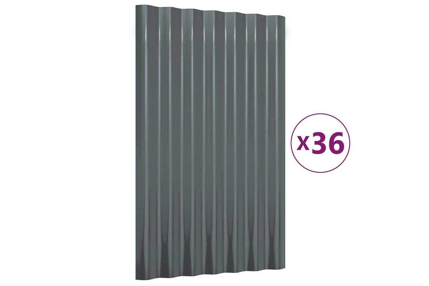 vidaXL 319131 Roof Panels 36 Pcs Powder-coated Steel Anthracite 60x36cm