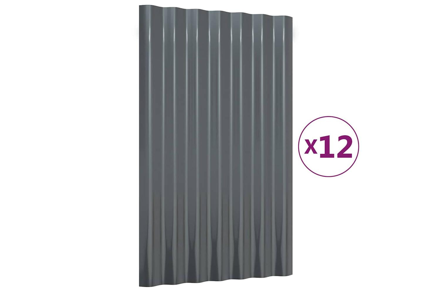 vidaXL 319126 Roof Panels 12 Pcs Powder-coated Steel Anthracite 60x36cm