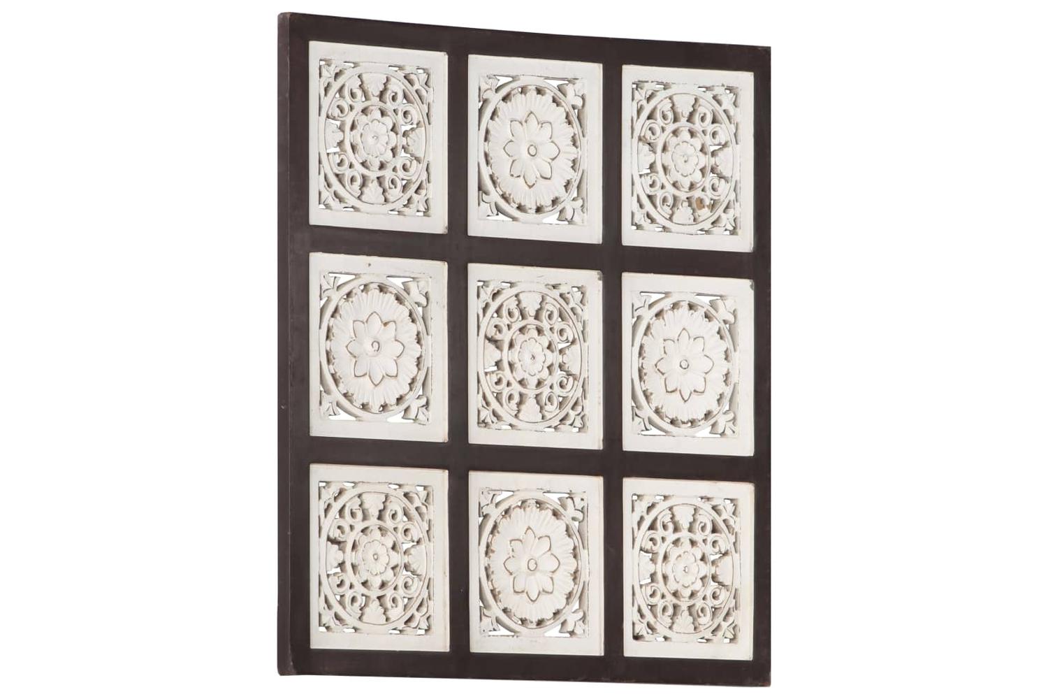 vidaXL 321654 Hand-carved Wall Panel Mdf 60x60x1.5cm Brown And White