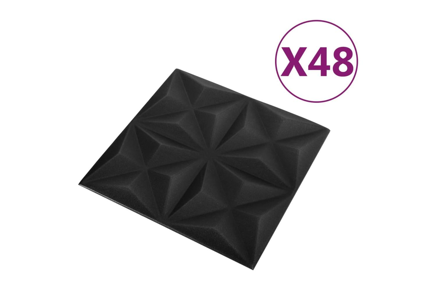 Vidaxl 3d Wall Panels 48 Pcs 50x50 Cm Origami Black 12 MÂ²-4