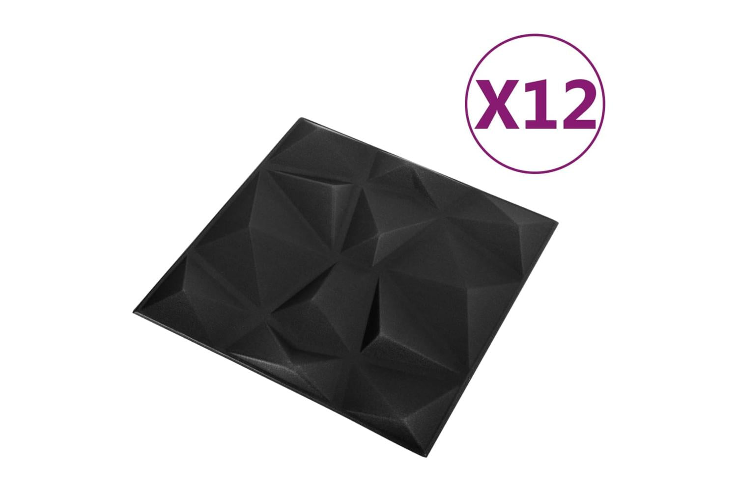 Vidaxl 3d Wall Panels 12 Pcs 50x50 Cm Diamond Black 3 MÂ²-4