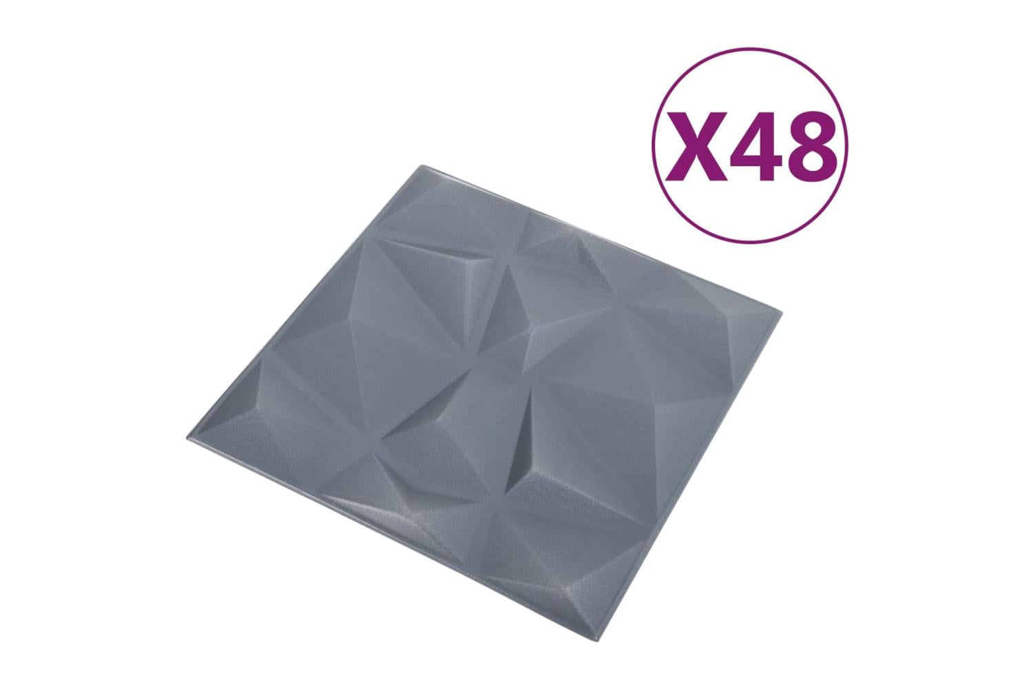 Vidaxl 3d Wall Panels 48 Pcs 50x50 Cm Diamond Grey 12 MÂ²-4