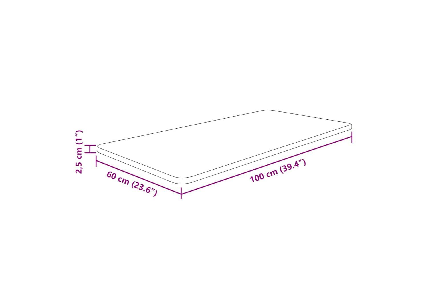 Vidaxl 343041 Bathroom Countertop Light Brown 100x60x2.5cm Treated Solid Wood-4