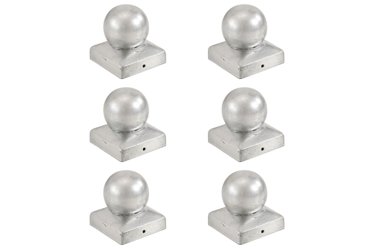 vidaXL 145497 Post Caps 6 Pcs Globe Final Galvanised Metal 71x71mm-2