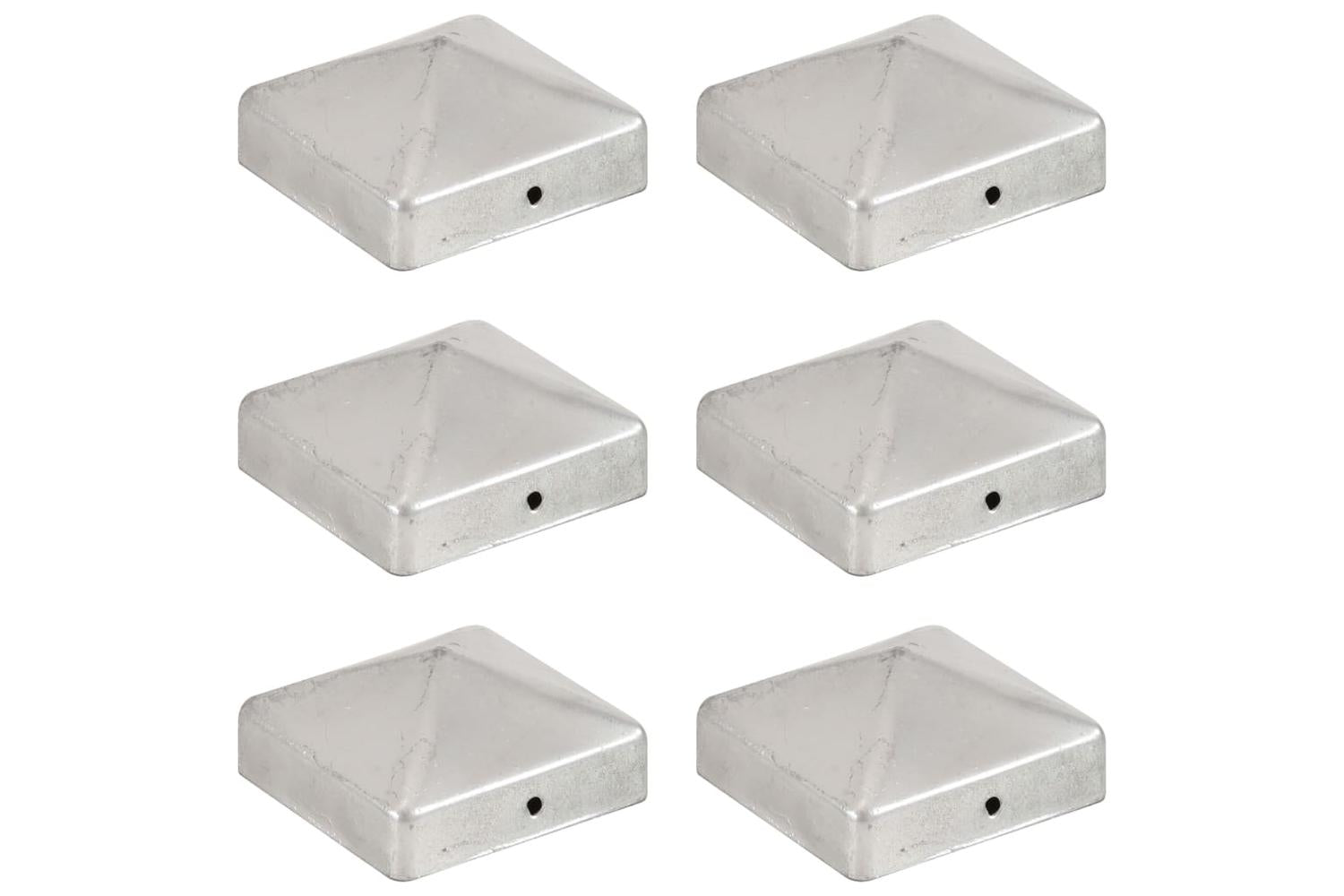 vidaXL 145489 Pyramid Fence Post Caps 6 Pcs Galvanised Metal 71x71mm