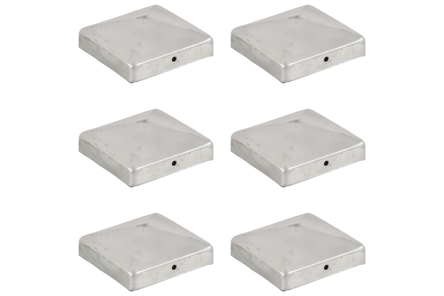 vidaXL 145491 Pyramid Fence Post Caps 6 Pcs Galvanised Metal 91x91mm