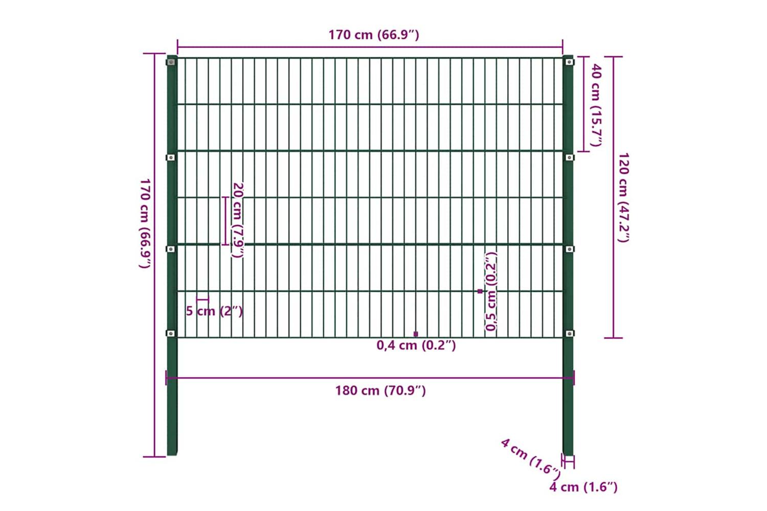 Vidaxl 144934 Fence Panel With Posts Iron 1.7x1.2 M Green-5
