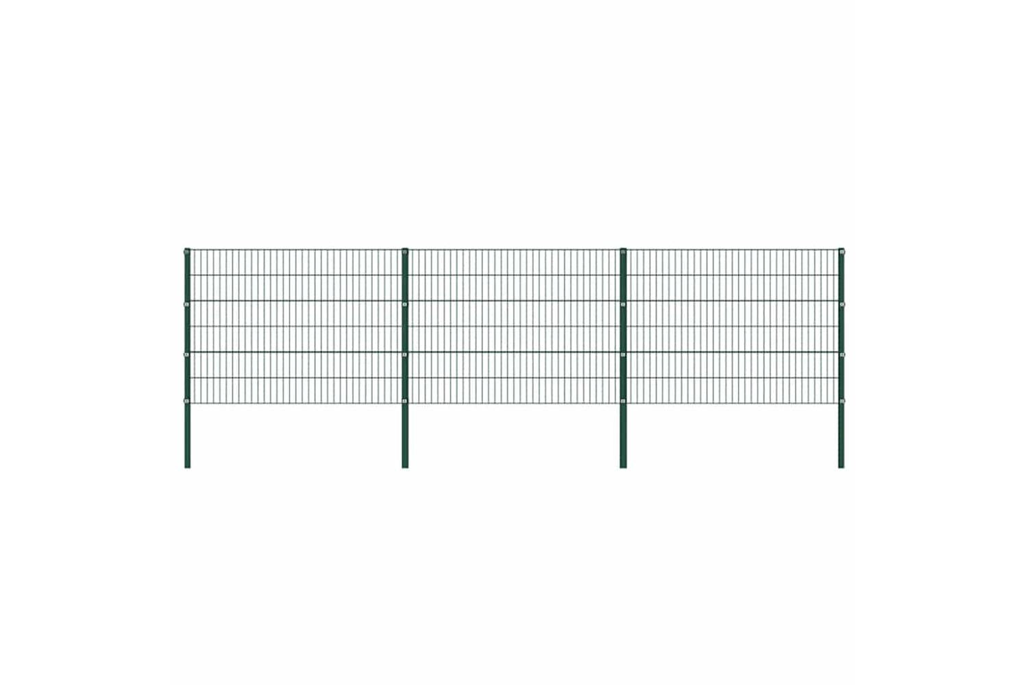 Vidaxl 278663 Fence Panel With Posts Iron 5.1x1.2 M Green-2