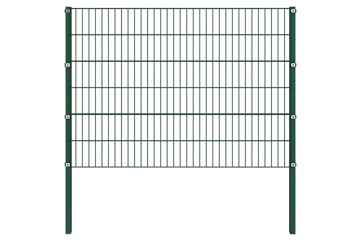 Vidaxl 278663 Fence Panel With Posts Iron 5.1x1.2 M Green-3