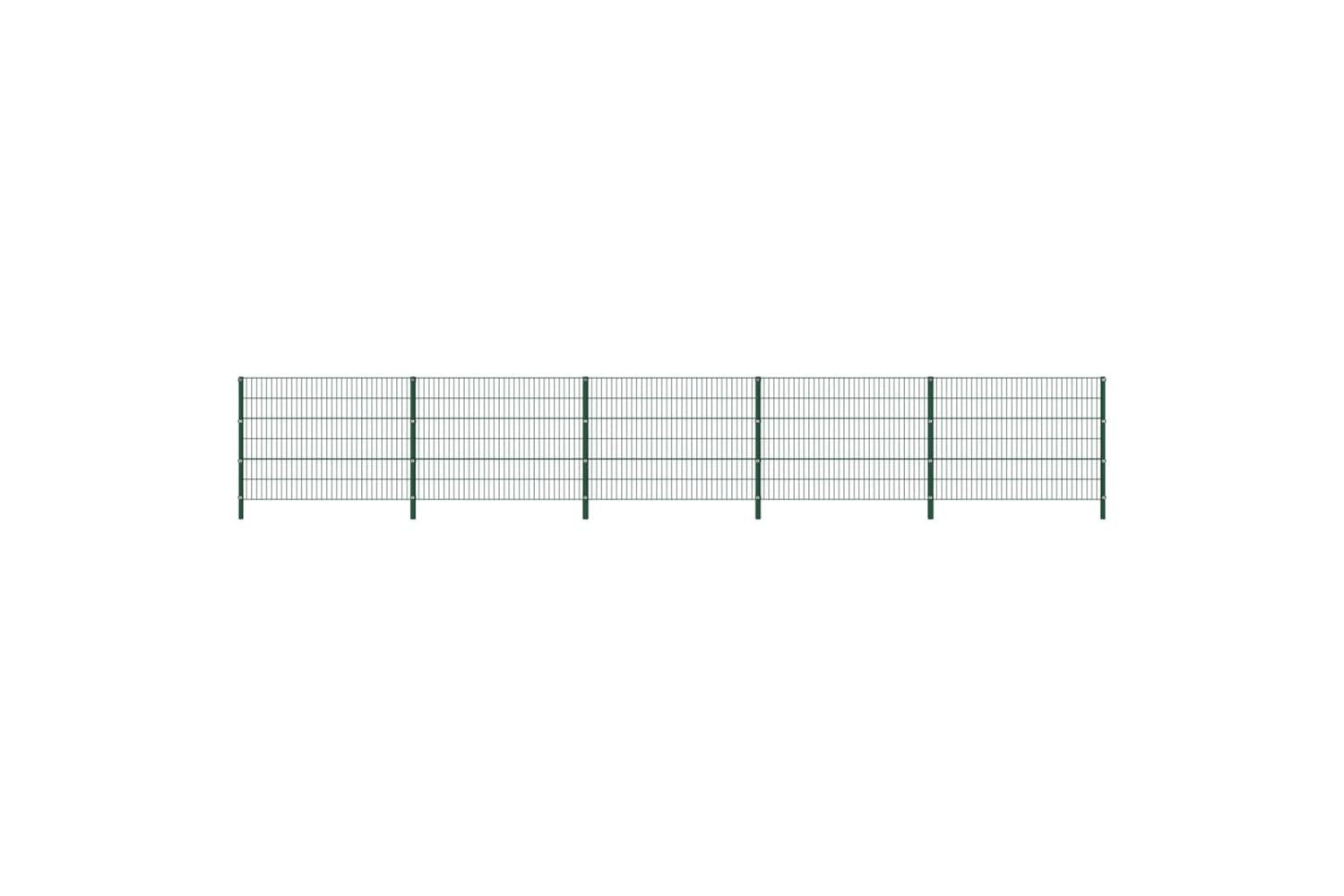 Vidaxl 278665 Fence Panel With Posts Iron 8.5x1.2 M Green