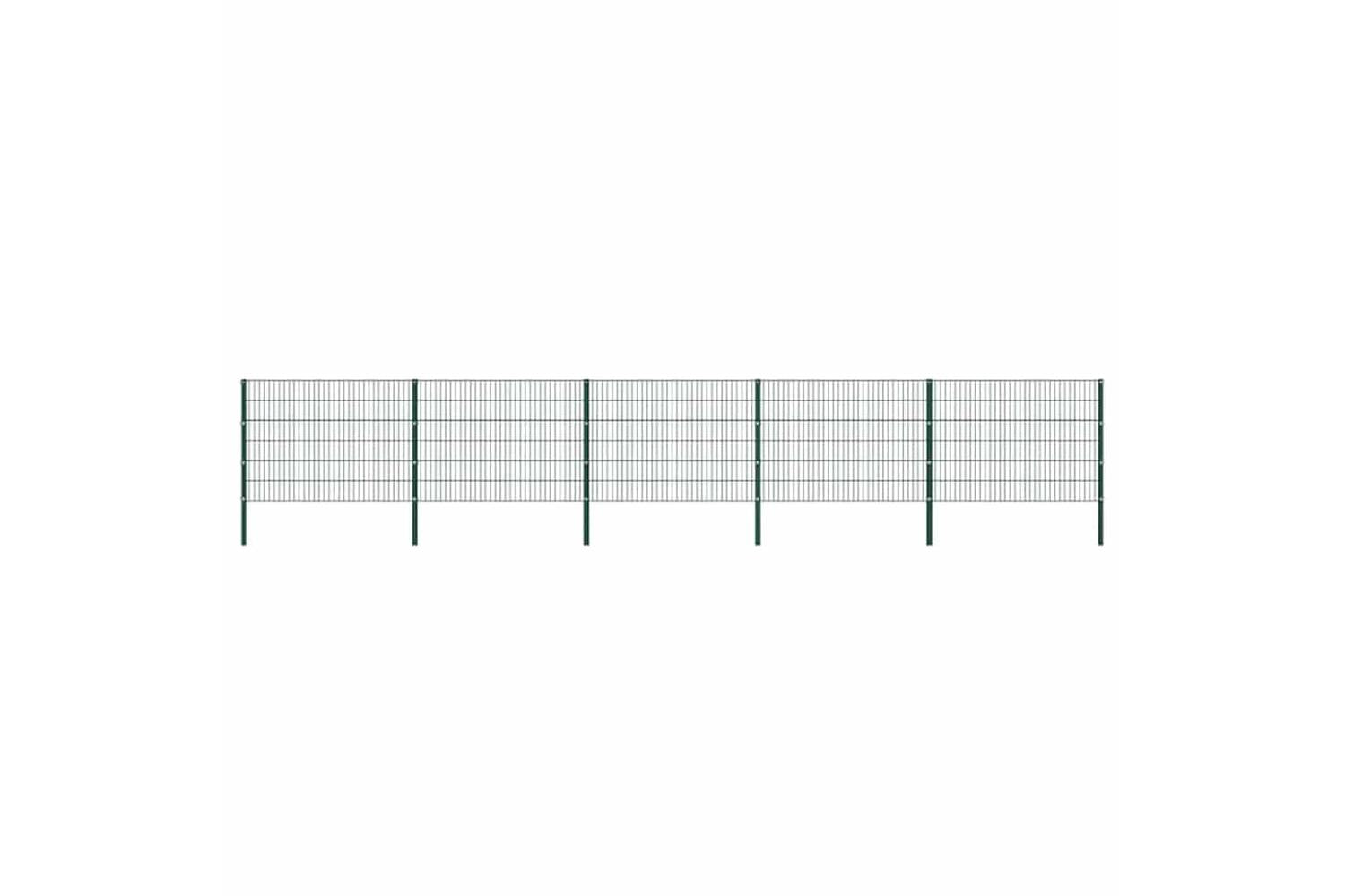 Vidaxl 278665 Fence Panel With Posts Iron 8.5x1.2 M Green