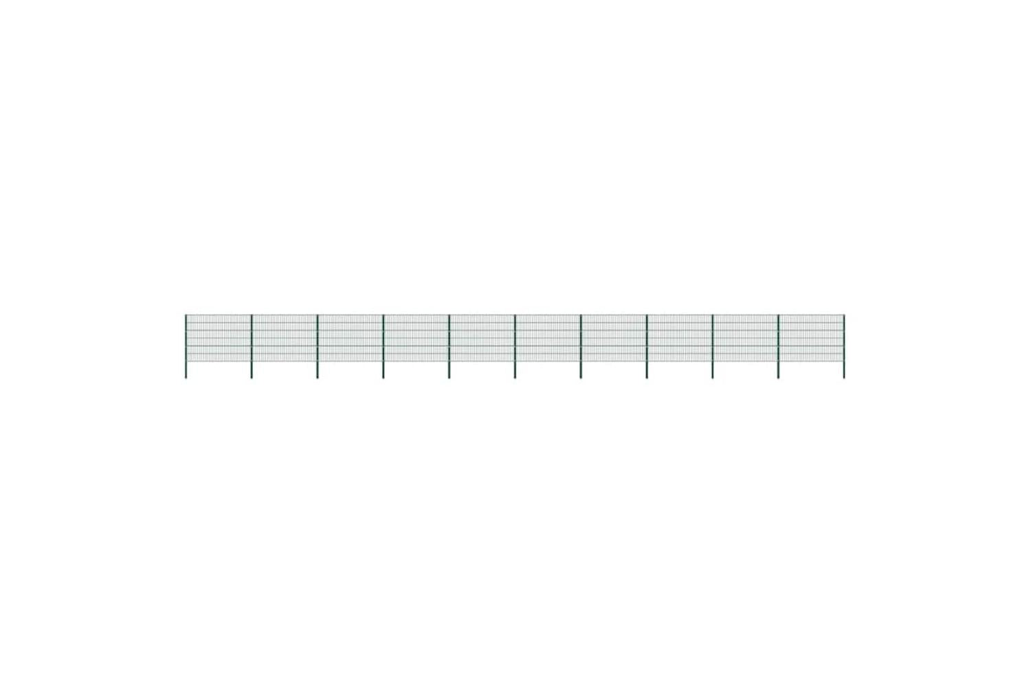 Vidaxl 278670 Fence Panel With Posts Iron 17x1.2 M Green