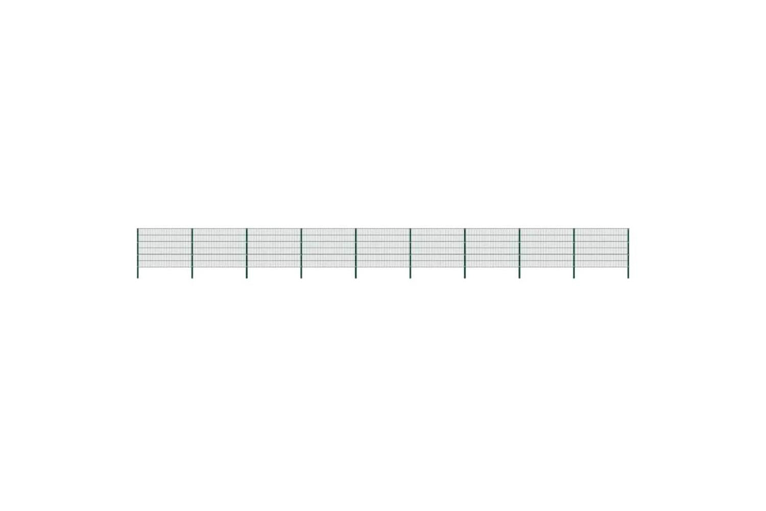 Vidaxl 278669 Fence Panel With Posts Iron 15.3x1.2 M Green