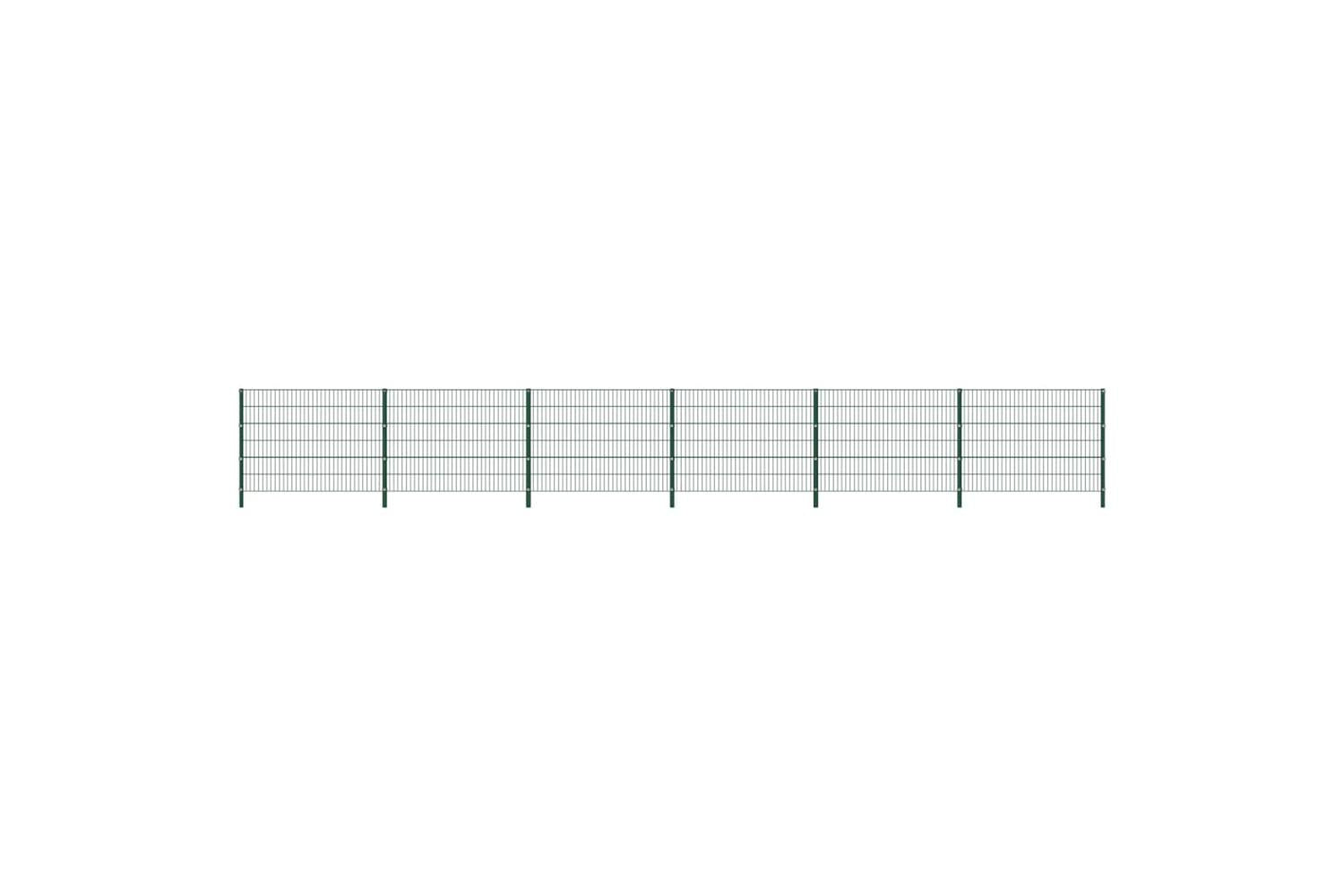 Vidaxl 278666 Fence Panel With Posts Iron 10.2x1.2 M Green