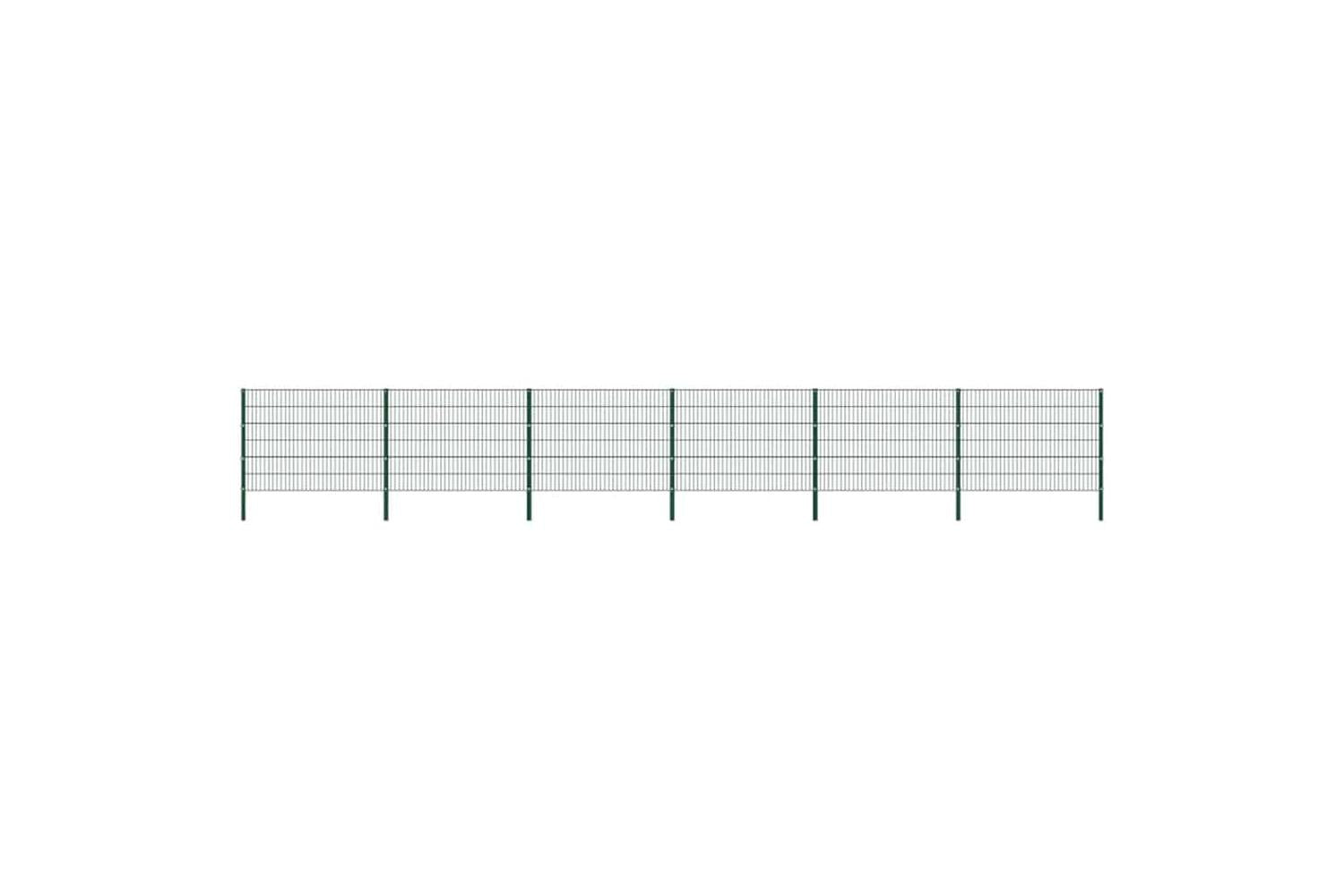 Vidaxl 278666 Fence Panel With Posts Iron 10.2x1.2 M Green