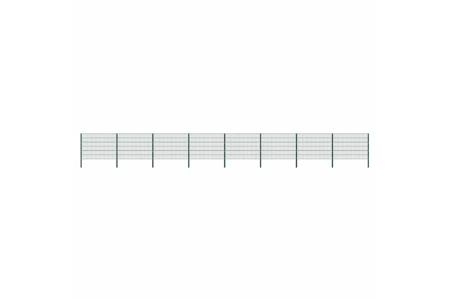 Vidaxl 278668 Fence Panel With Posts Iron 13.6x1.2 M Green