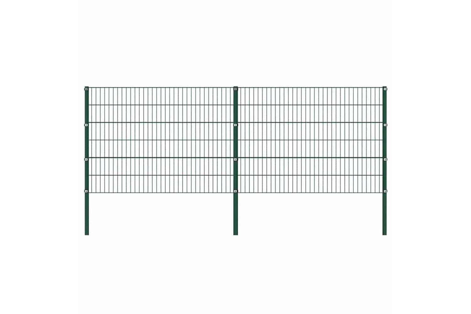 Vidaxl 278662 Fence Panel With Posts Iron 3.4x1.2 M Green-2
