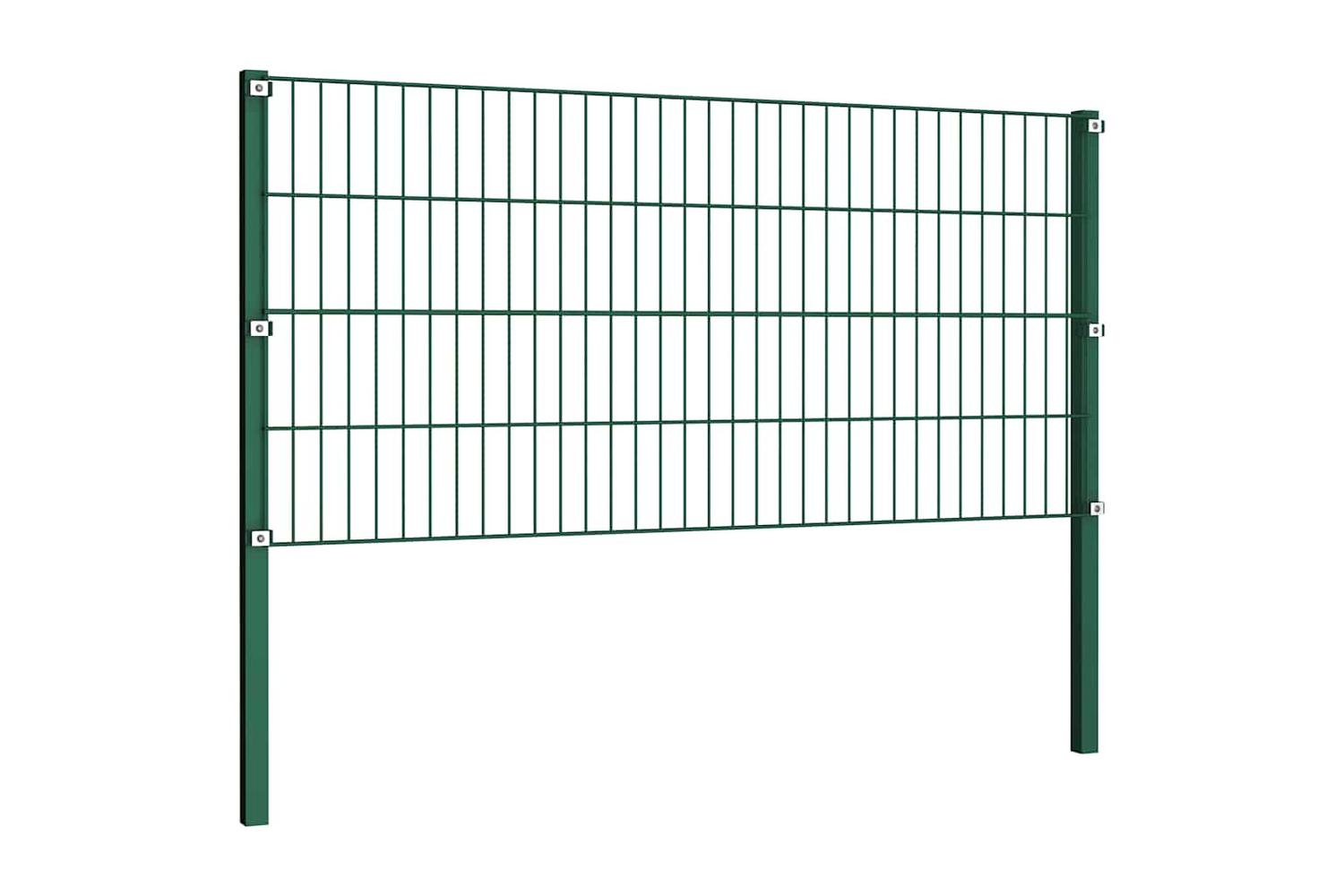 Vidaxl 278612 Fence Panel With Posts Iron 15.3x0.8 M Green-4