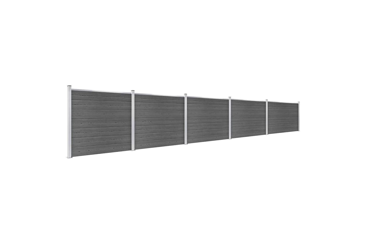 vidaXL 3070462 Fence Panel Set Wpc 872x146cm Black-2