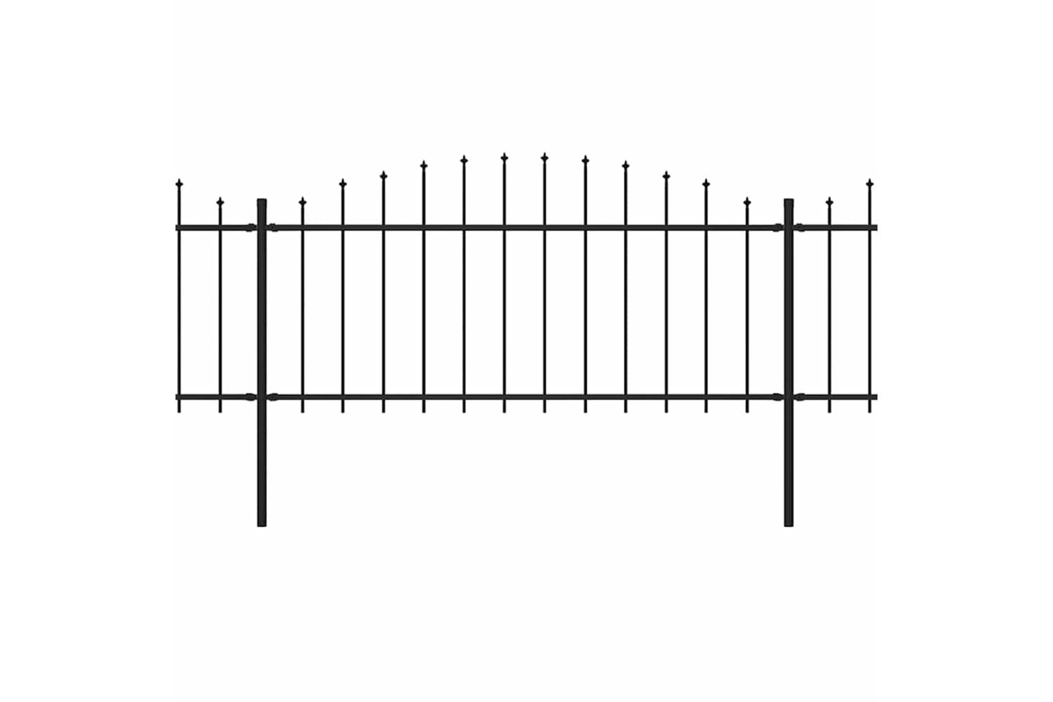 Vidaxl 277708 Garden Fence With Spear Top Steel (0.5-0.75)x10.2 M Black-3