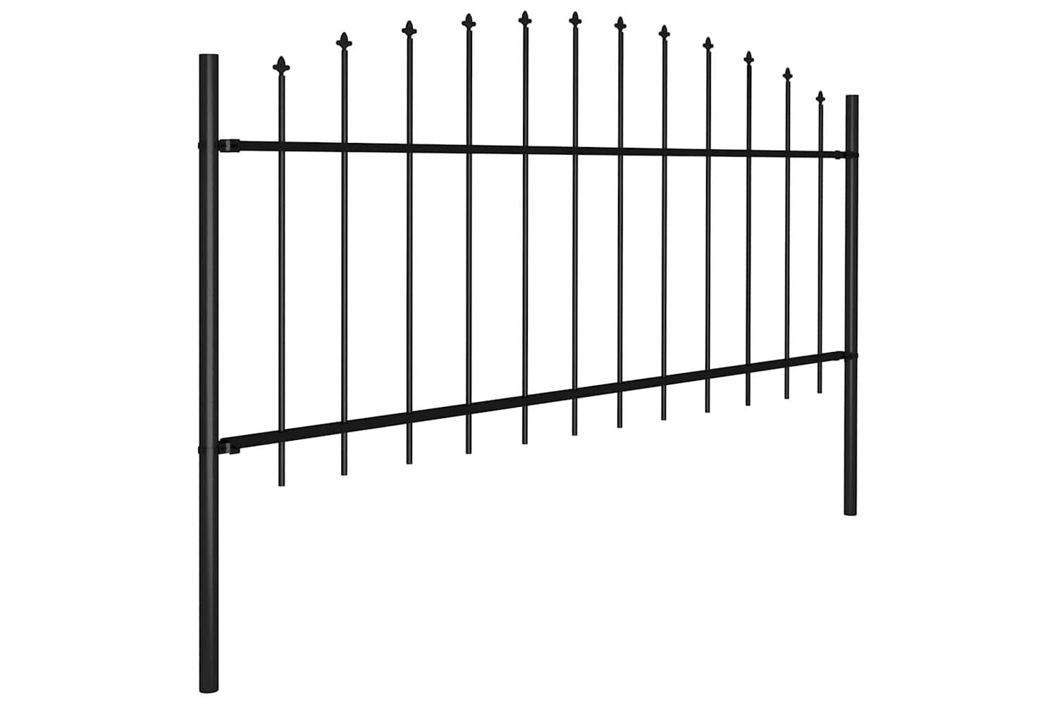 Vidaxl 277708 Garden Fence With Spear Top Steel (0.5-0.75)x10.2 M Black-4