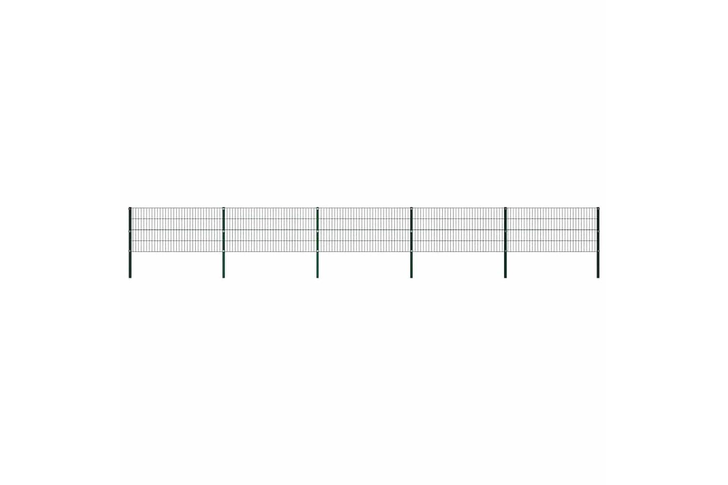 Vidaxl 278608 Fence Panel With Posts Iron 8.5x0.8 M Green-2